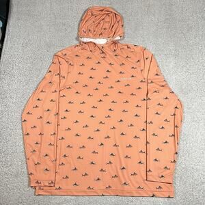 Orvis Hoodie Mens L Fly Fishing Print Lightweight Pullover UPF 50 Sun Outdoor